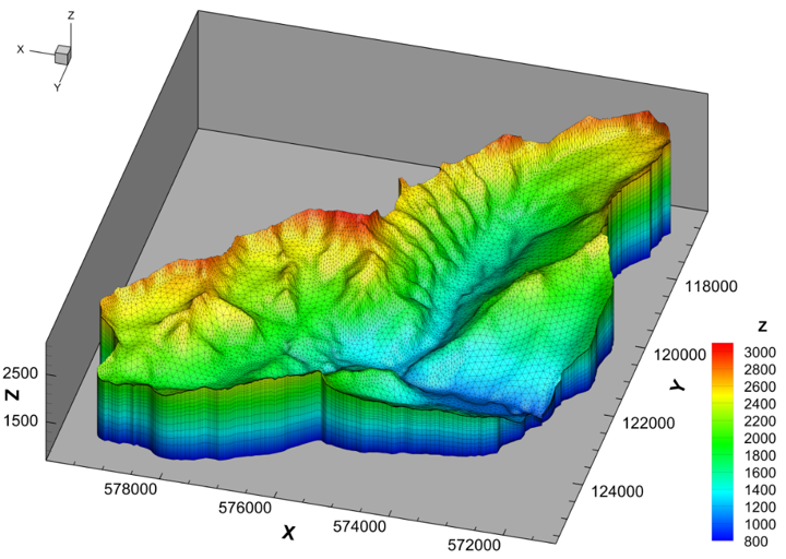 A fully-integrated model of a 37 km2 region of the western Swiss Alps